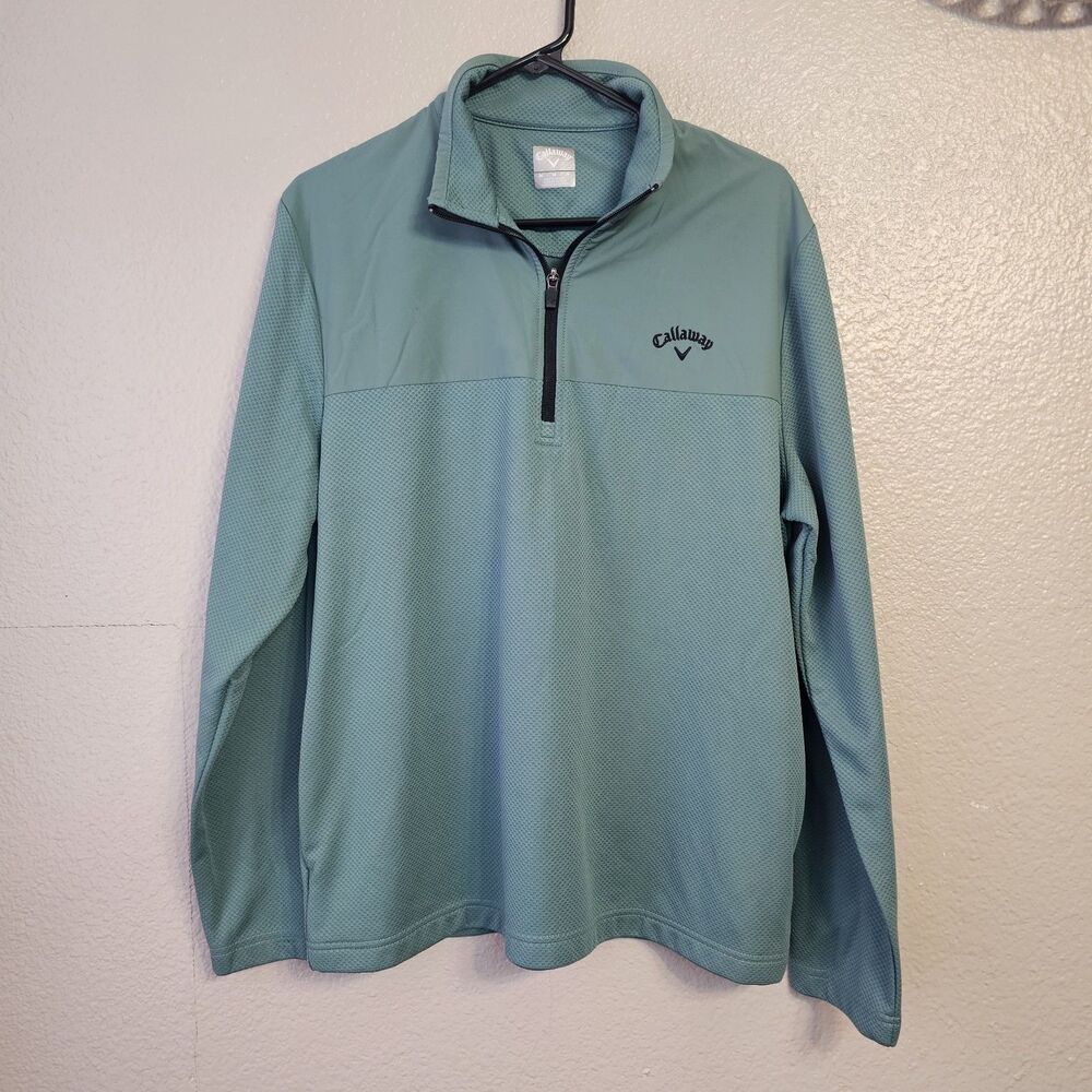 Callaway Golf 1/4 Zip Performance Sweater Mens Medium Green Pullover Logo Z704